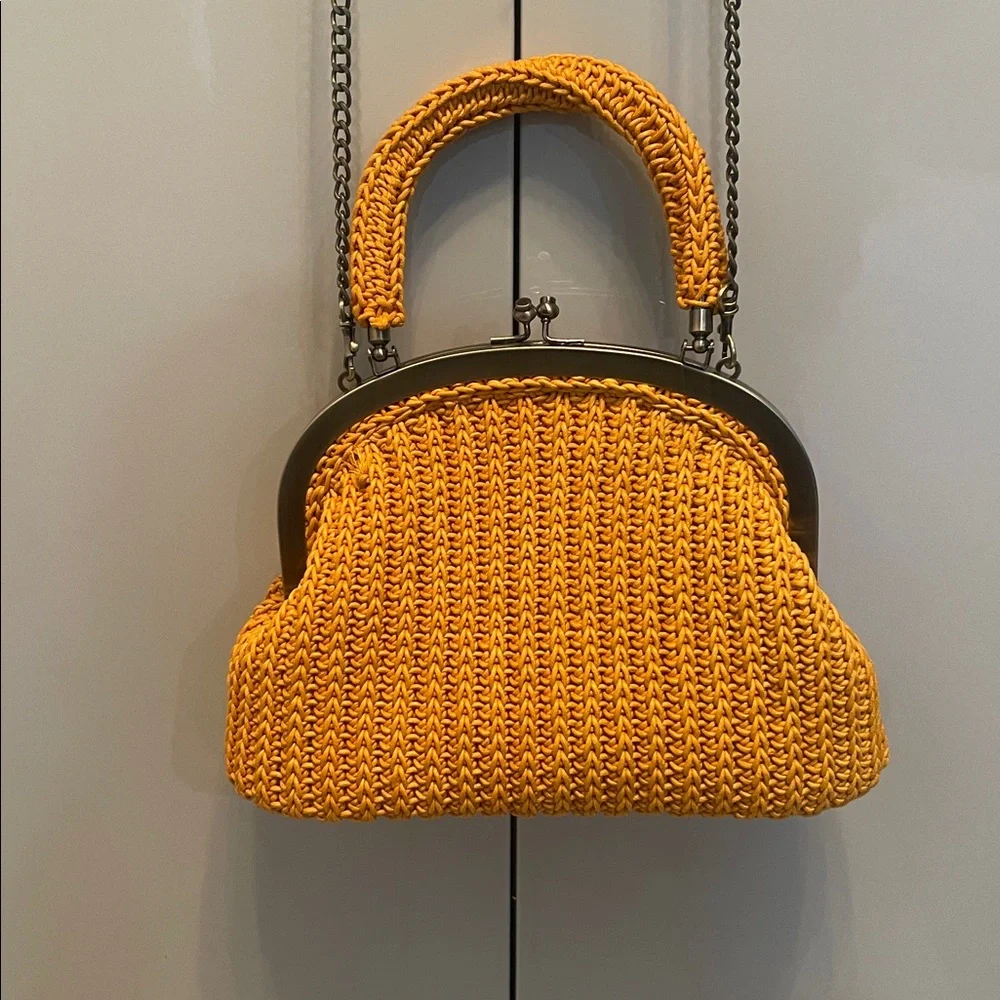 Patricia Nash Mustard Knit Mini Bag with Chain - Picture 2 of 7